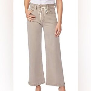 PAIGE Women's Carly High Rise Wide Leg Ankle Length Vintage Moss Taupe Jeans 27